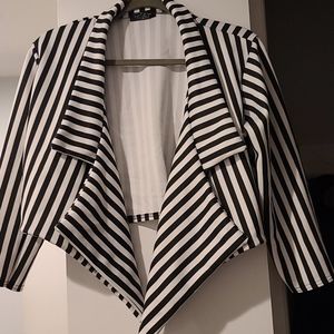 Cropped Striped Plus Size Blazer